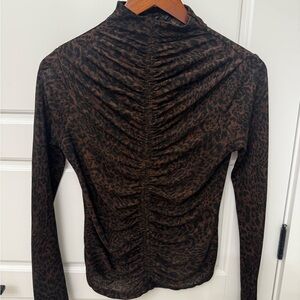 Dynamite Ruched Leopard Print Mesh Top – Size M